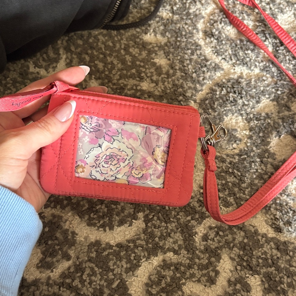Vera Bradley Coral Pink Floral ID Wristlet